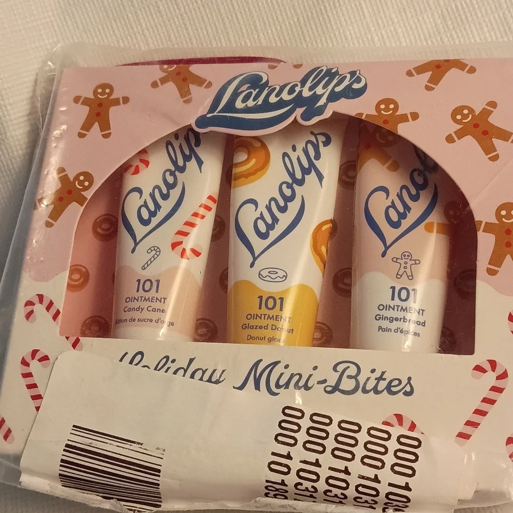 Lanolips Holiday Mini Bites Lip Balm Gingerbread Candy Cane Donut NIP